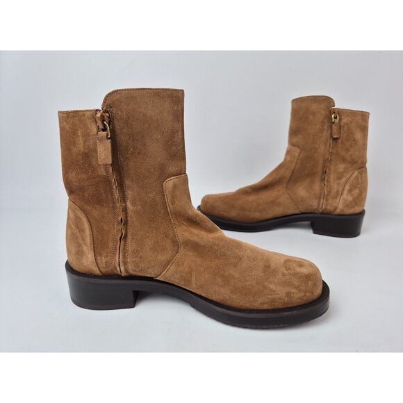 Stuart Weitzman Doe Brown Women's 5050 Bold Suede Zip Booties Size 6.5 B - Picture 3 of 7